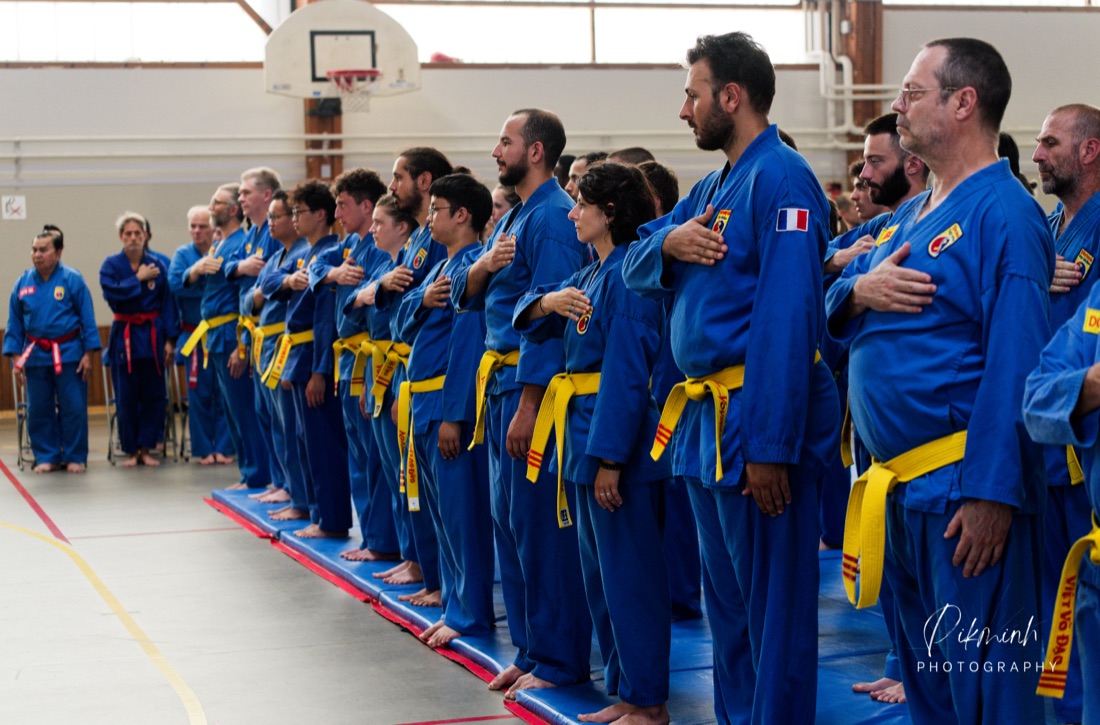 Le salut du Vovinam — la main d'acier sur le cœur de bonté